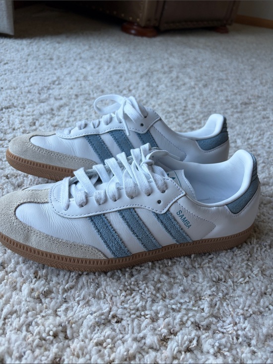 adidas Shoes - adidas Samba White with Light blue Suede and Gum Sole- worn once